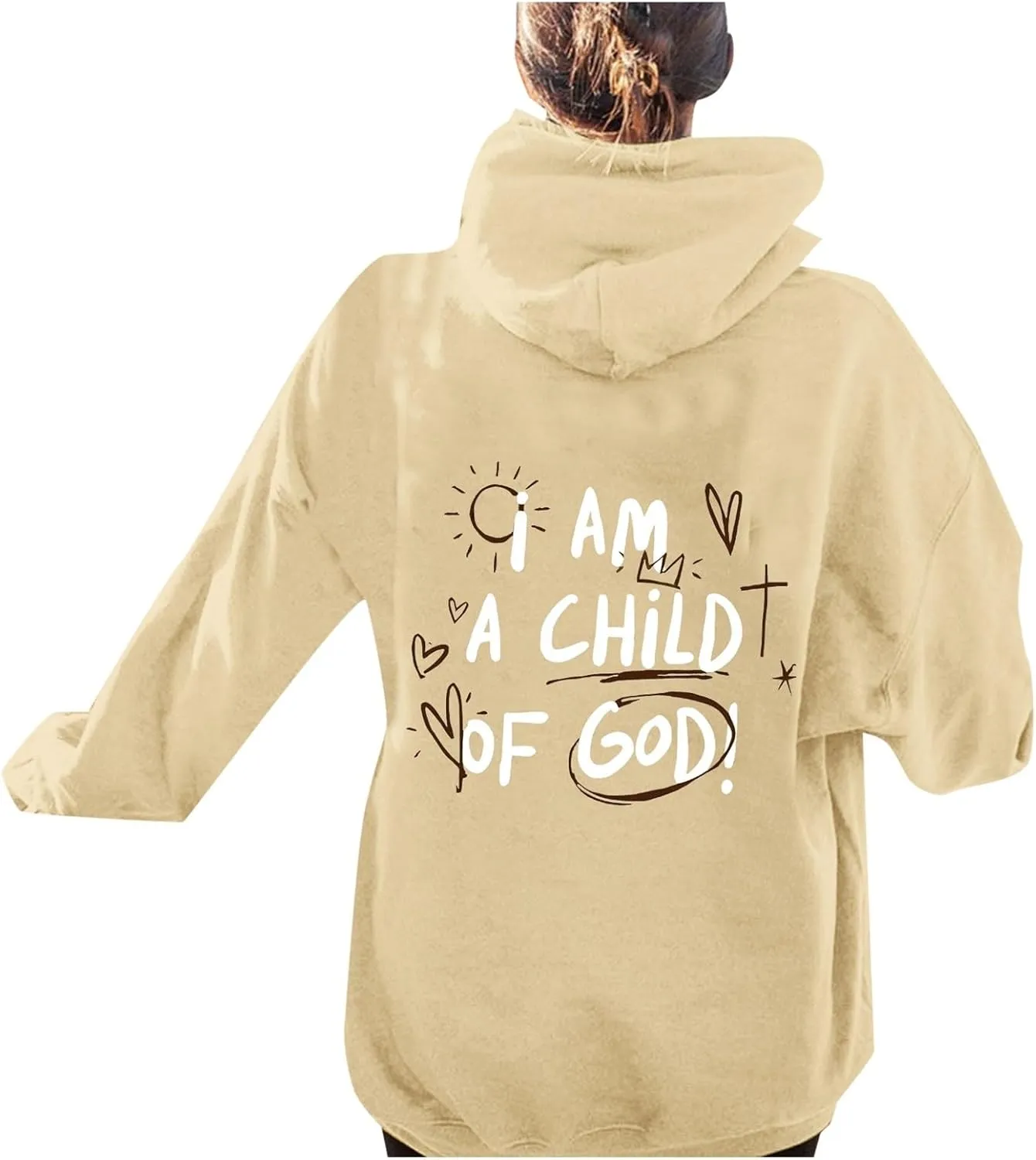 Cute Preppy Hoodie for Women Inspirational Letter Graphic Sweatshirt Oversized Long Sleeve Casual Loose Pullover