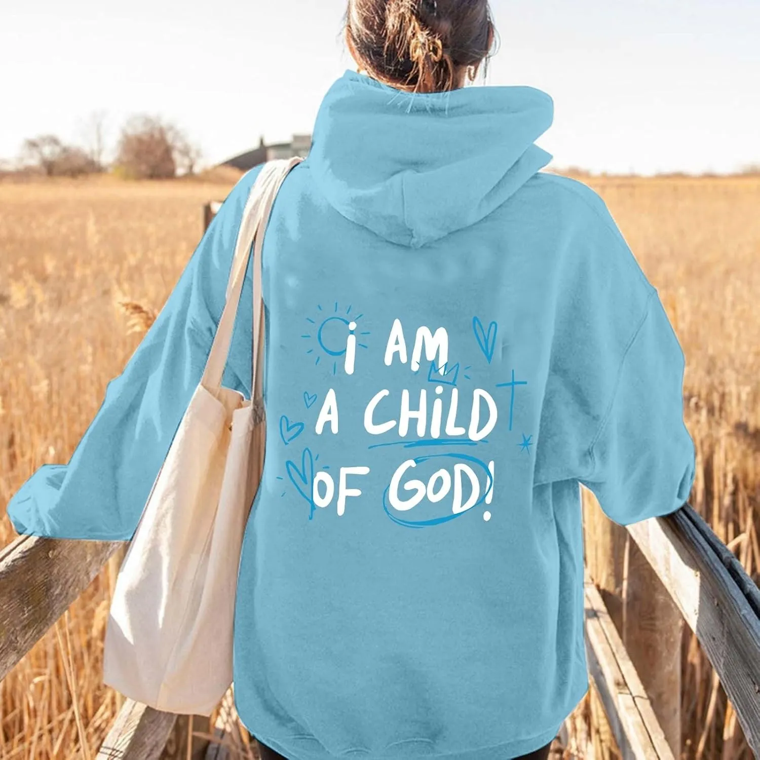 Cute Preppy Hoodie for Women Inspirational Letter Graphic Sweatshirt Oversized Long Sleeve Casual Loose Pullover