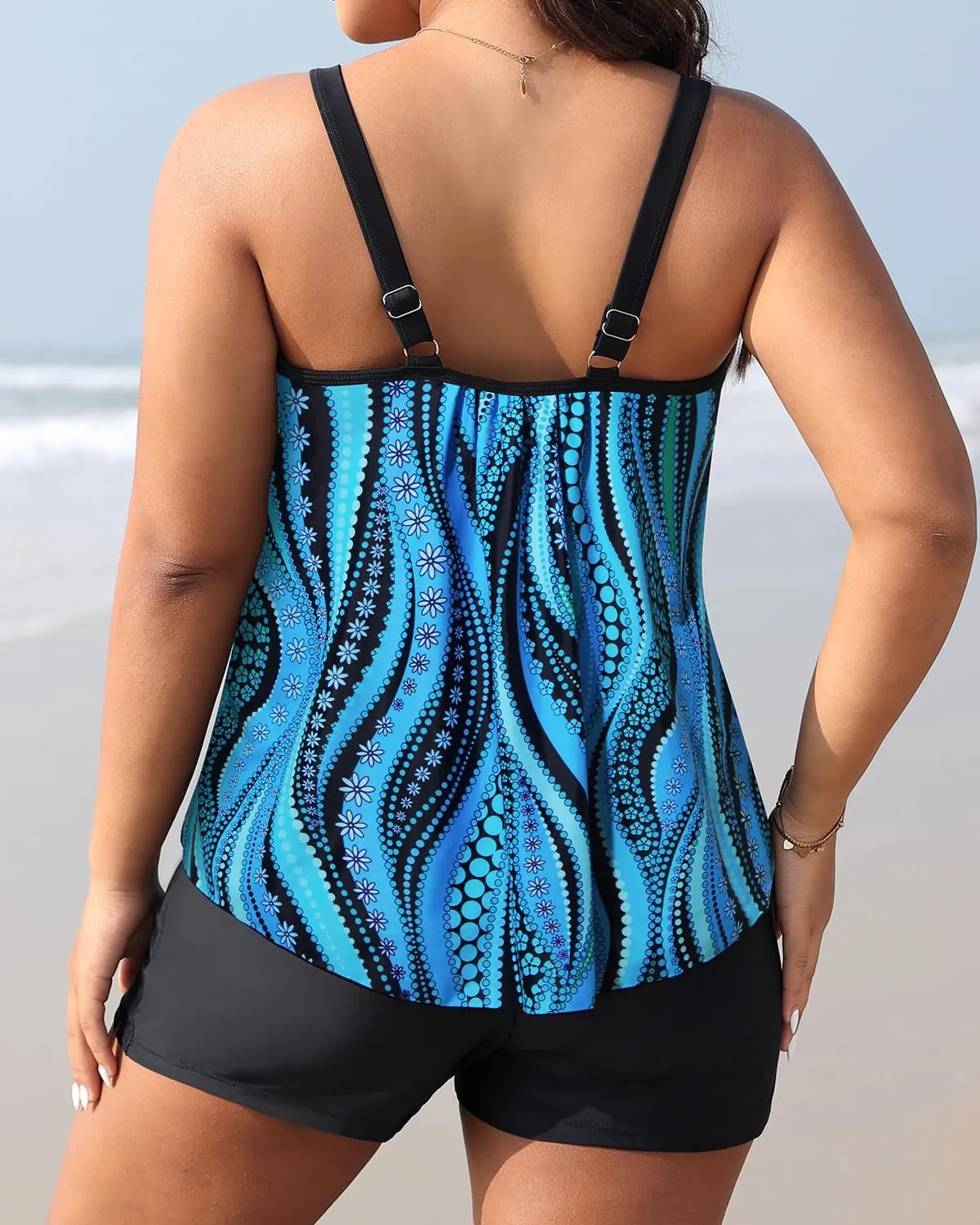 Daci Women Plus Size Tankini Swimsuit - 2 Piece Flowy Plus Size Bathing Suits and Shorts with Pockets 2025