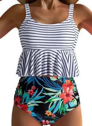 Dokotoo Bikini Set for Women Swimsuits 2025 Ruffle Tops and Floral Bottoms Swim Suit Bathing Suit for Holidays