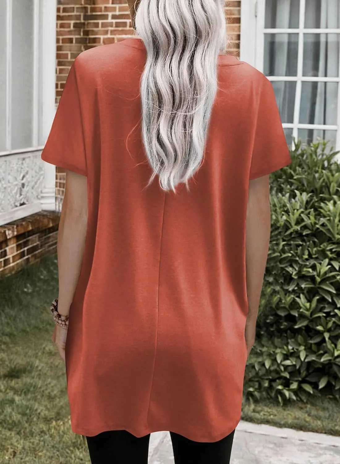 Dokotoo Womens Summer 2025 Casual Short Sleeve Shirts Loose Fit Oversized Tshirts Tunic Tops with Pockets