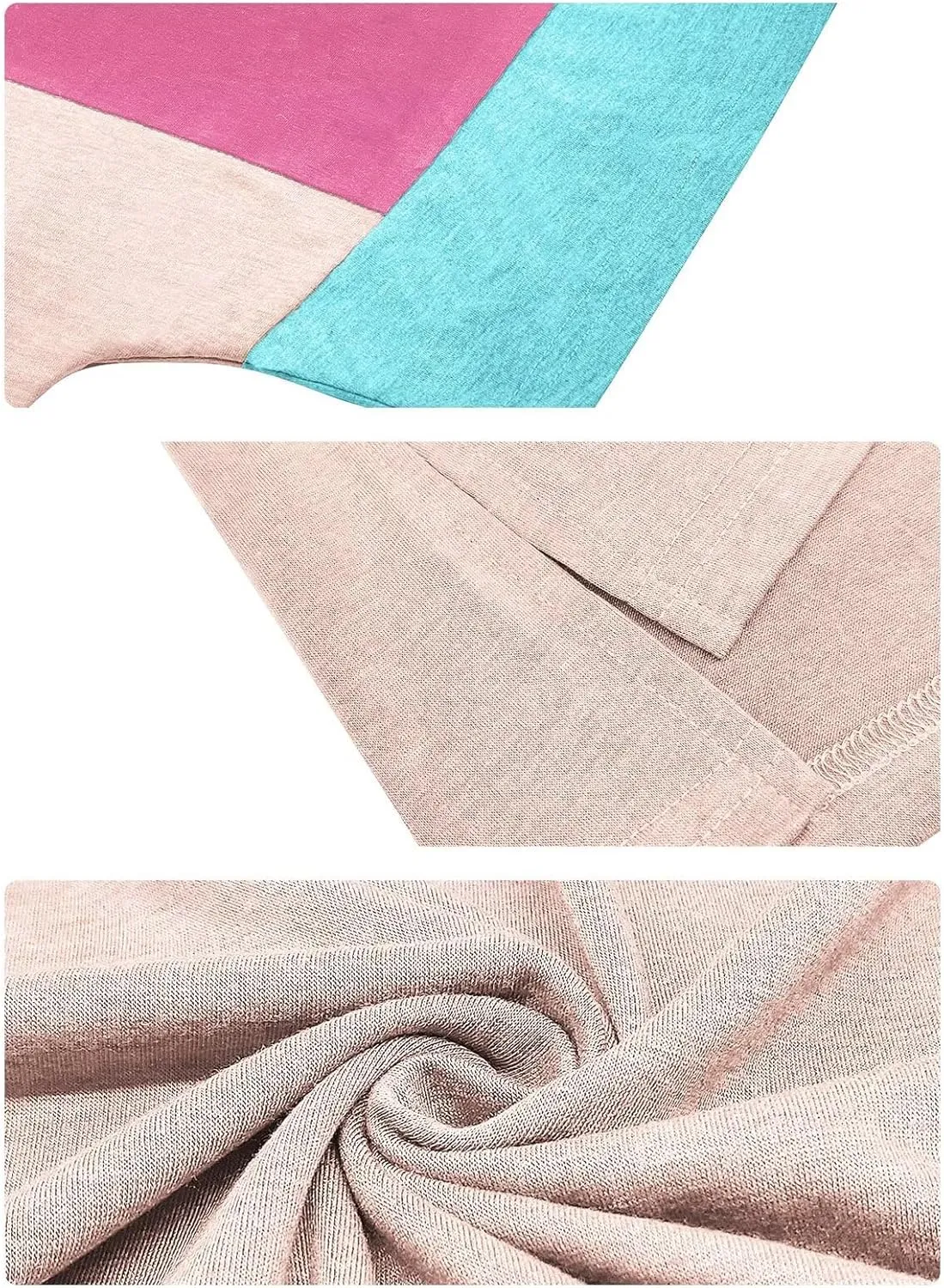 DOLNINE Plus-Size-Tops for Women Summer Color Block Shirts Casual Crewneck Tees Trendy Going Out Side Split Tunics XL-5XL