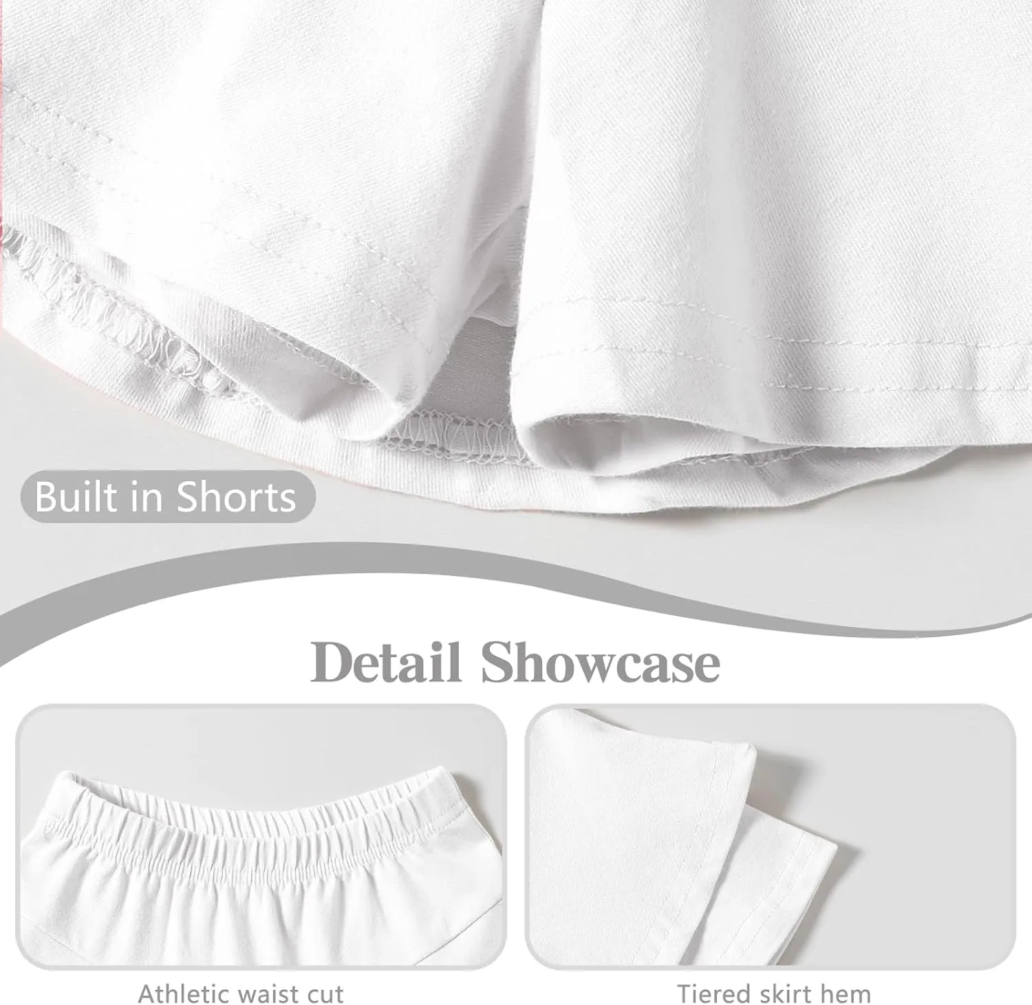 DREAM BUS 2 Pack Toddler Girl Skirts Built in Shorts Little Kids Tiered Athletic Tennis Skorts 2-6 Years