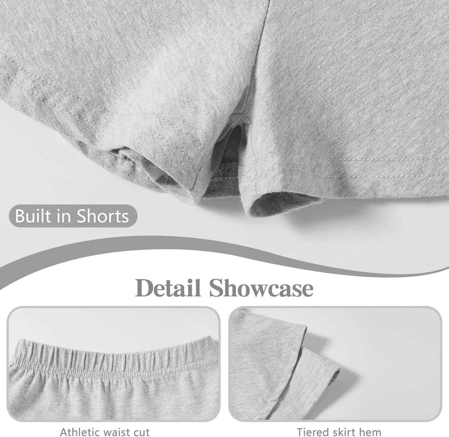 DREAM BUS 2 Pack Toddler Girl Skirts Built in Shorts Little Kids Tiered Athletic Tennis Skorts 2-6 Years