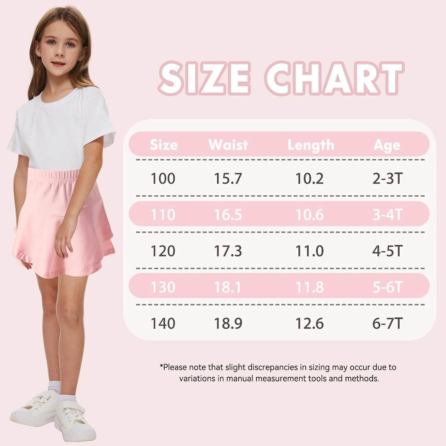 DREAM BUS 2 Pack Toddler Girl Skirts Built in Shorts Little Kids Tiered Athletic Tennis Skorts 2-6 Years