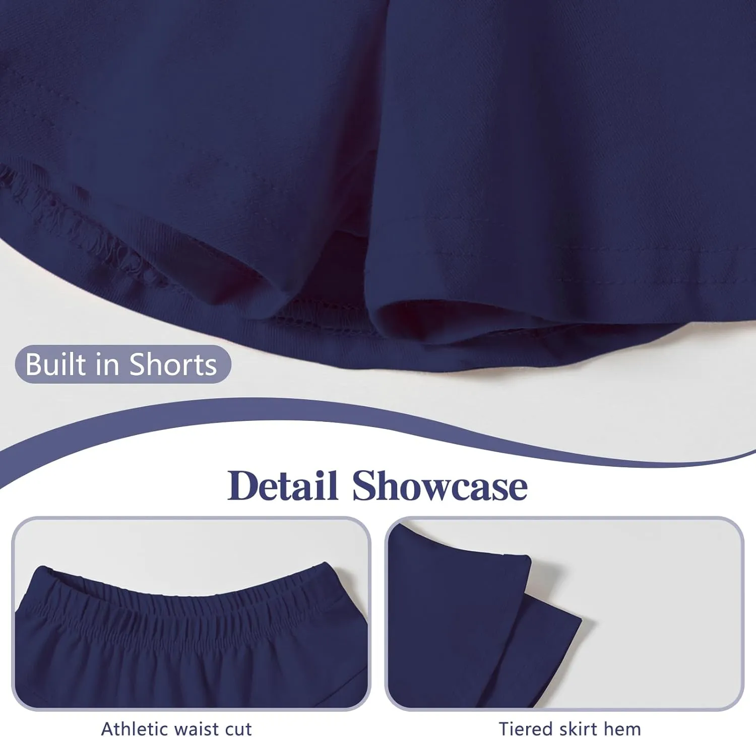 DREAM BUS 2 Pack Toddler Girl Skirts Built in Shorts Little Kids Tiered Athletic Tennis Skorts 2-6 Years