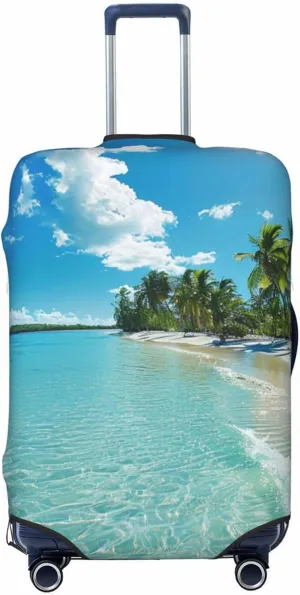 Elastic Luggage Cover Anti Scratch Dirt Covers, Coastal Nautical Hawaiian Beach Scenery Travel Luggage Cover Suitcase Protector Fits 31-32 Inch Luggage