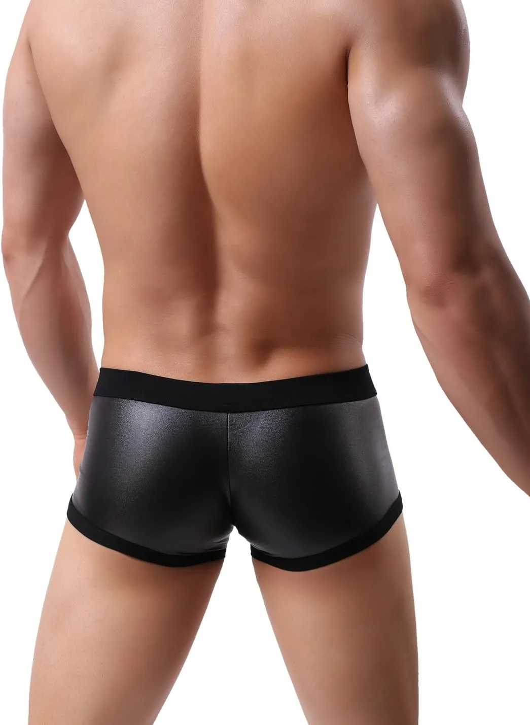 Fashion imitation leather men's underwear boxer shorts fitness pants, swimwear B1167