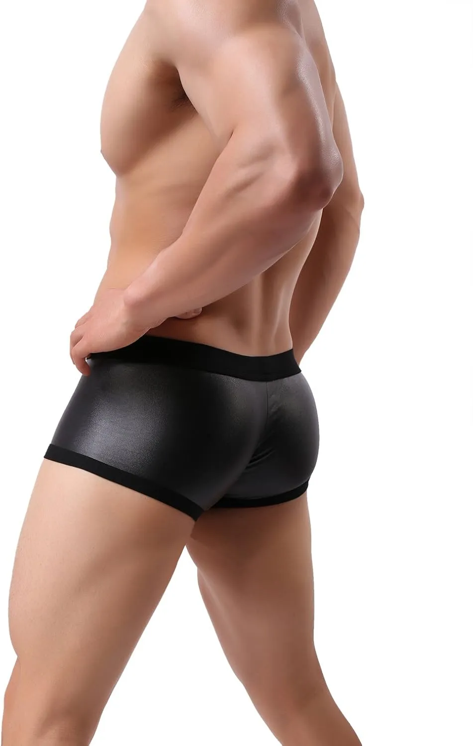 Fashion imitation leather men's underwear boxer shorts fitness pants, swimwear B1167