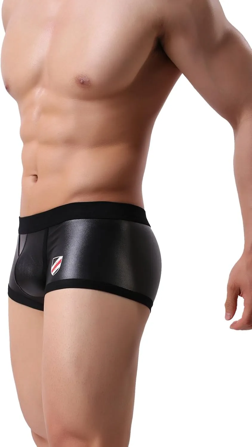 Fashion imitation leather men's underwear boxer shorts fitness pants, swimwear B1167