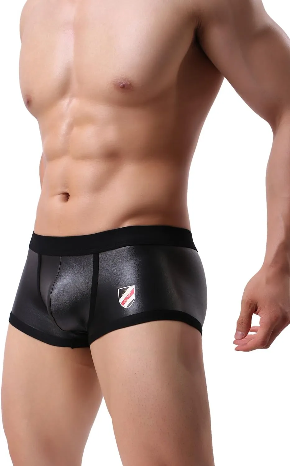 Fashion imitation leather men's underwear boxer shorts fitness pants, swimwear B1167