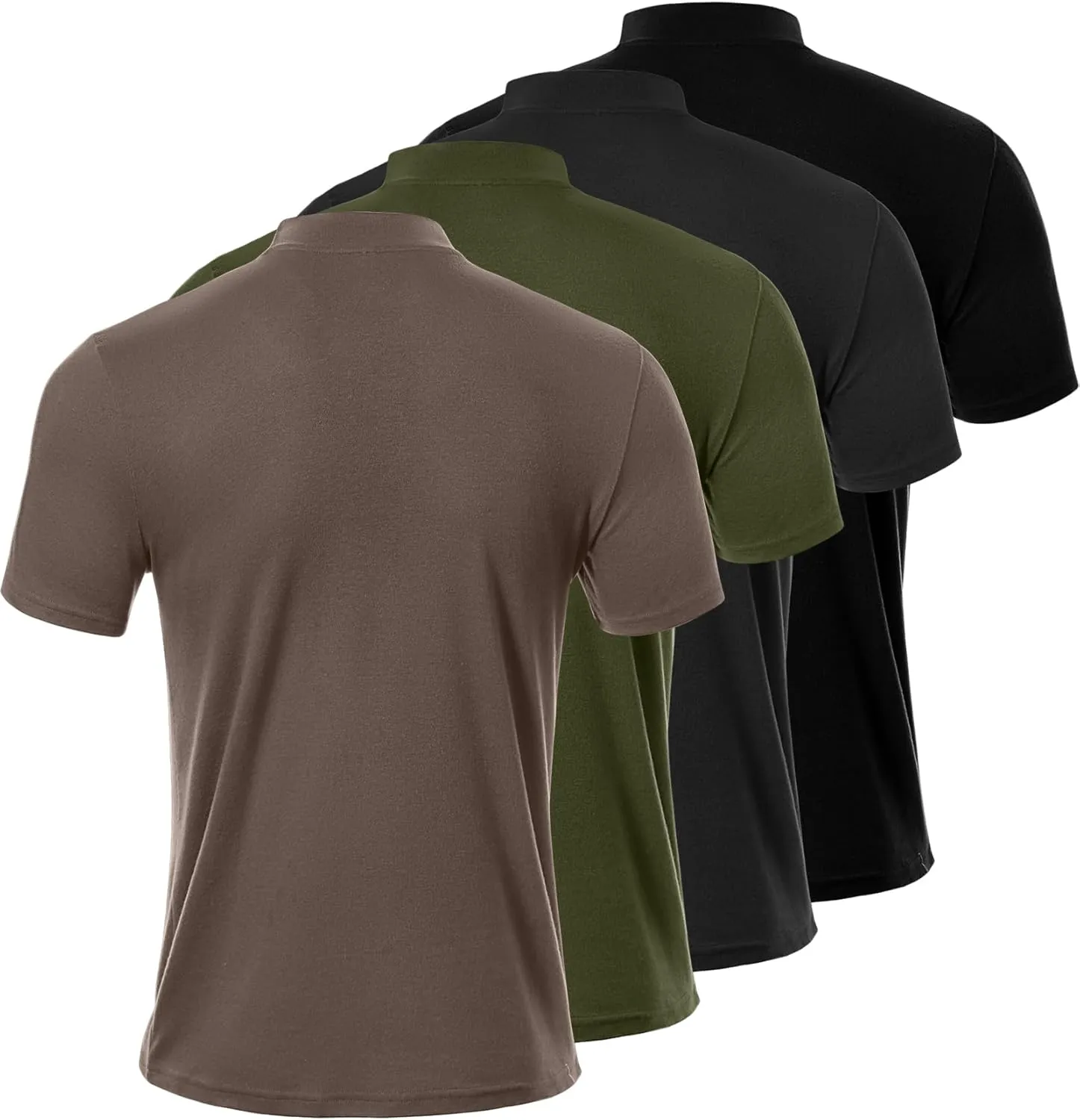 Ficerd 4 Pack Men's Mock Neck T Shirts, Short Sleeve Mock Turtleneck Undershirt Pullover Basic Causal Solid Tee Tops for Men