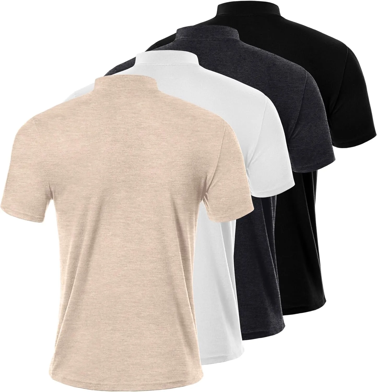 Ficerd 4 Pack Men's Mock Neck T Shirts, Short Sleeve Mock Turtleneck Undershirt Pullover Basic Causal Solid Tee Tops for Men