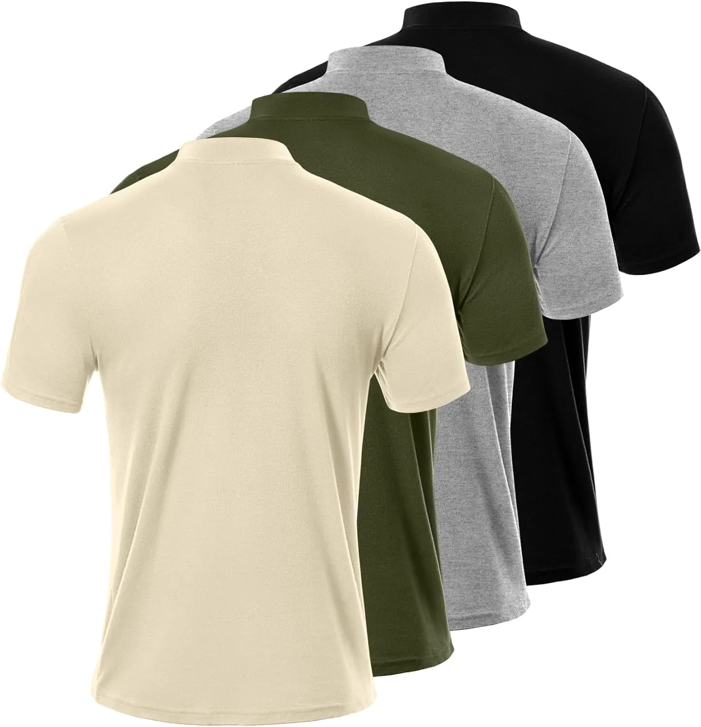 Ficerd 4 Pack Men's Mock Neck T Shirts, Short Sleeve Mock Turtleneck Undershirt Pullover Basic Causal Solid Tee Tops for Men