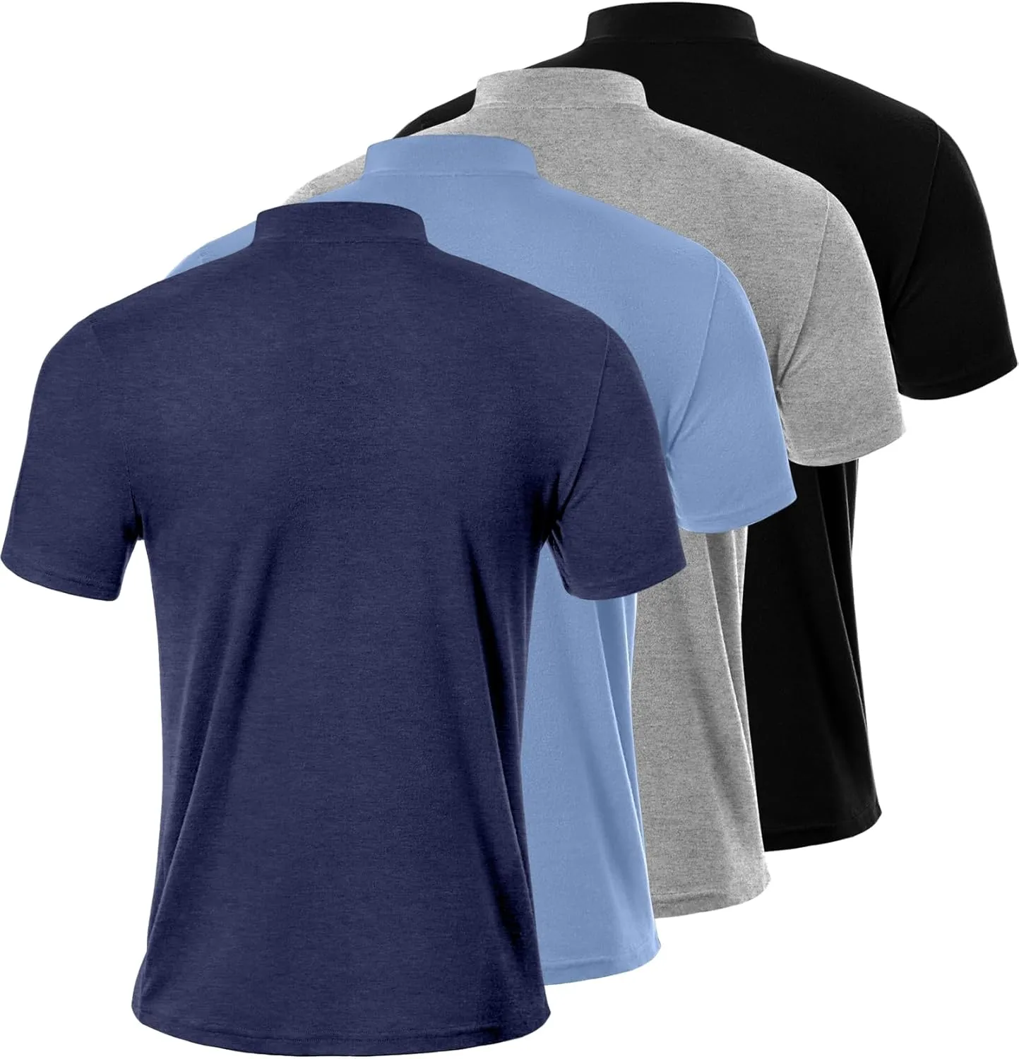 Ficerd 4 Pack Men's Mock Neck T Shirts, Short Sleeve Mock Turtleneck Undershirt Pullover Basic Causal Solid Tee Tops for Men