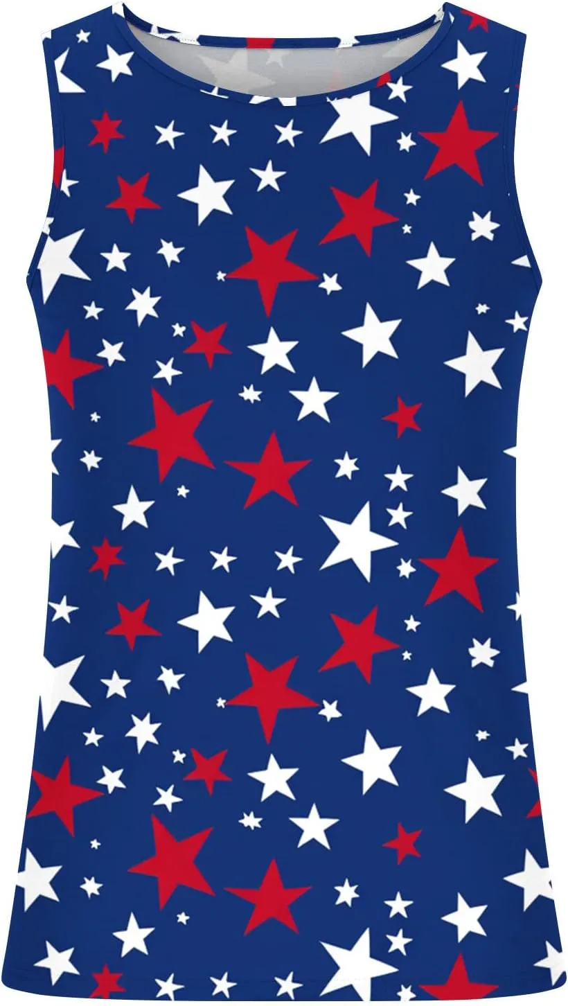 Finelylove 4th of July American Flag Tank Top Men USA Independence Day Patriotic Sleeveless T-Shirt Workout Gym Muscle Shirts