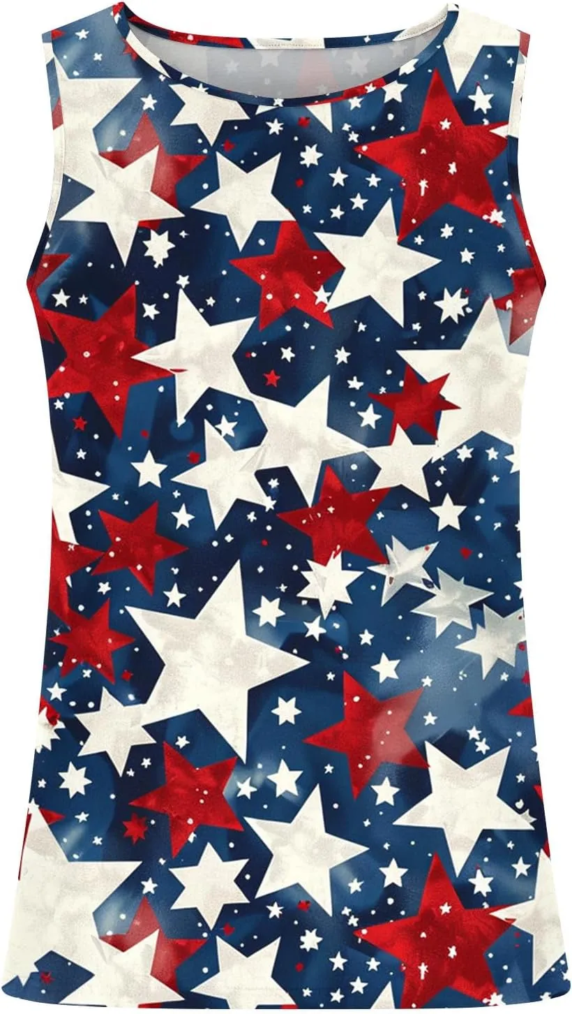 Finelylove 4th of July American Flag Tank Top Men USA Independence Day Patriotic Sleeveless T-Shirt Workout Gym Muscle Shirts