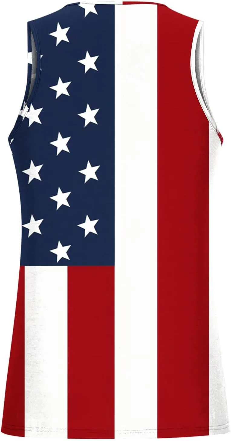 Finelylove 4th of July American Flag Tank Top Men USA Independence Day Patriotic Sleeveless T-Shirt Workout Gym Muscle Shirts