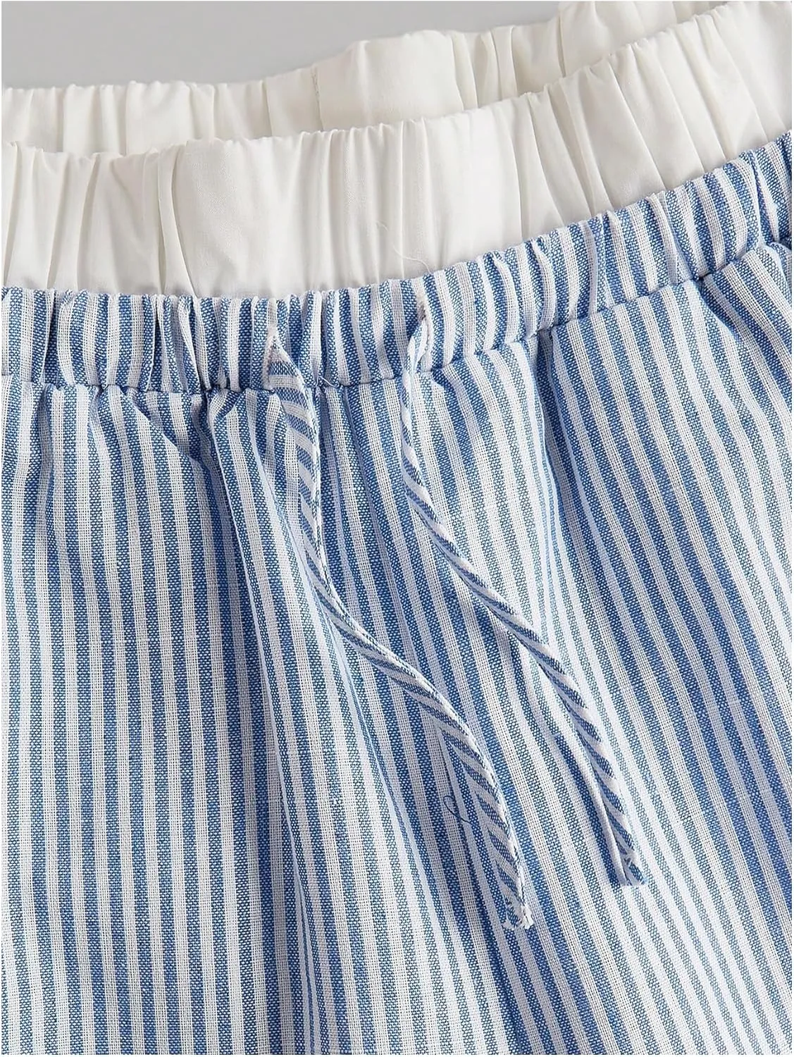 Floerns Girl's Striped Print Drawstring Waist Vacation Coastal Flowy Wide Leg Pants