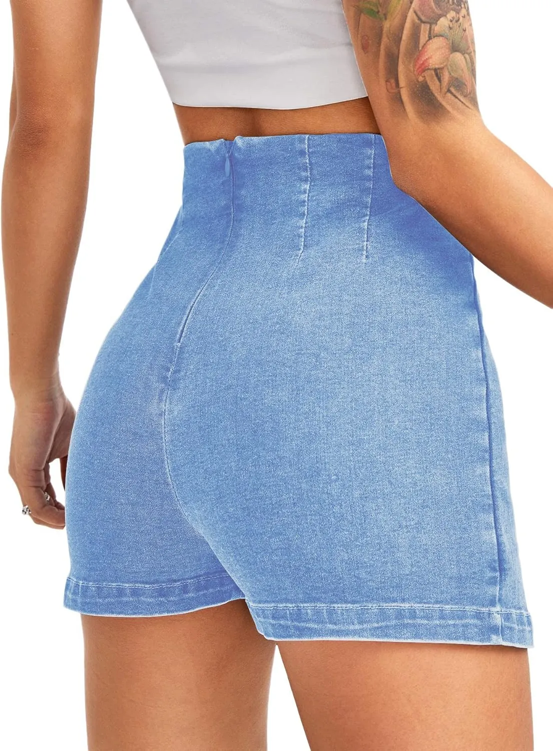 Floerns Women's Casual Split Hem High Waist Denim Skorts Skirt Shorts