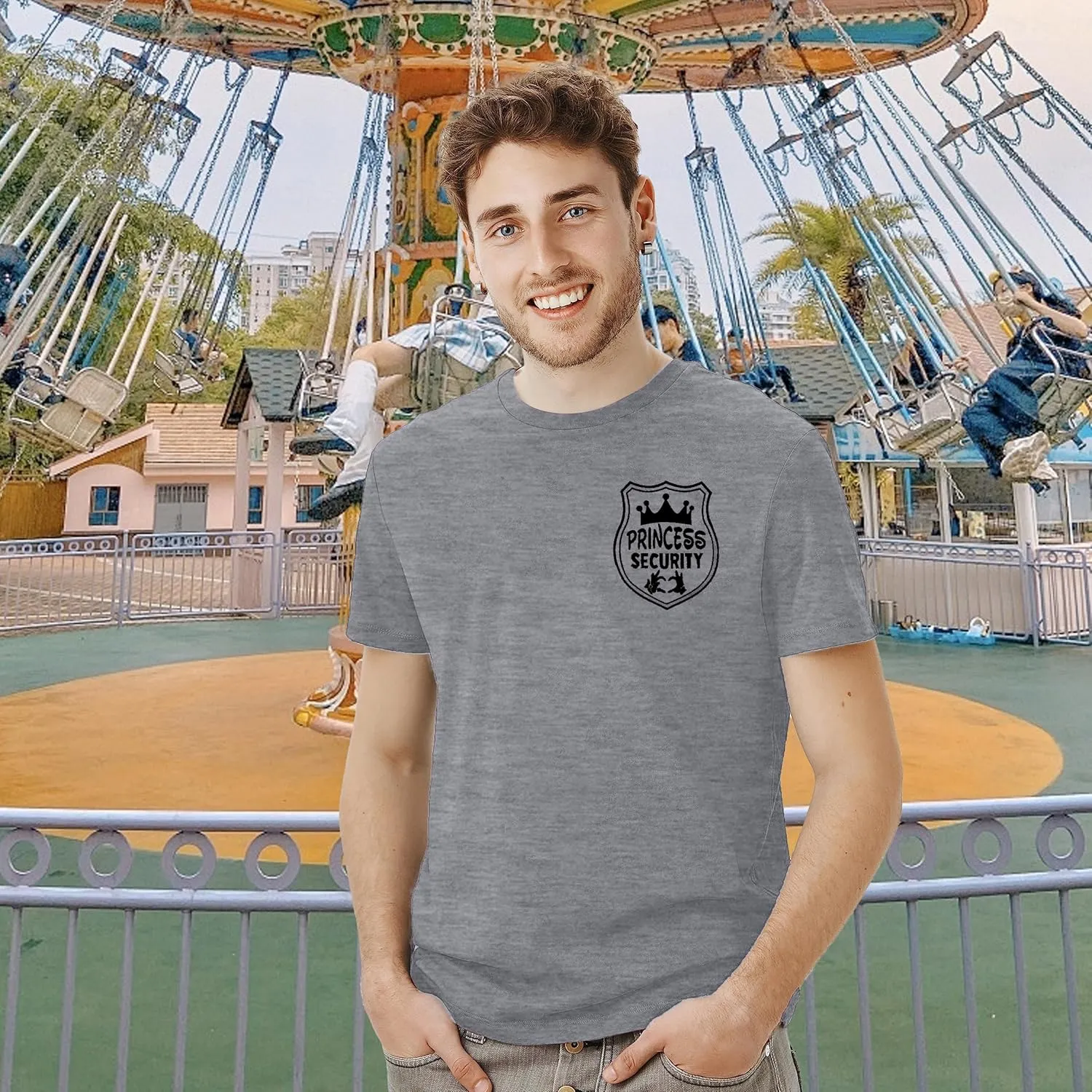 FRYAID Princess Security Team Shirt Men Magical T-Shirt Magic Kingdom Tees Dad Birthday Party Family Trip Short Sleeve Tops