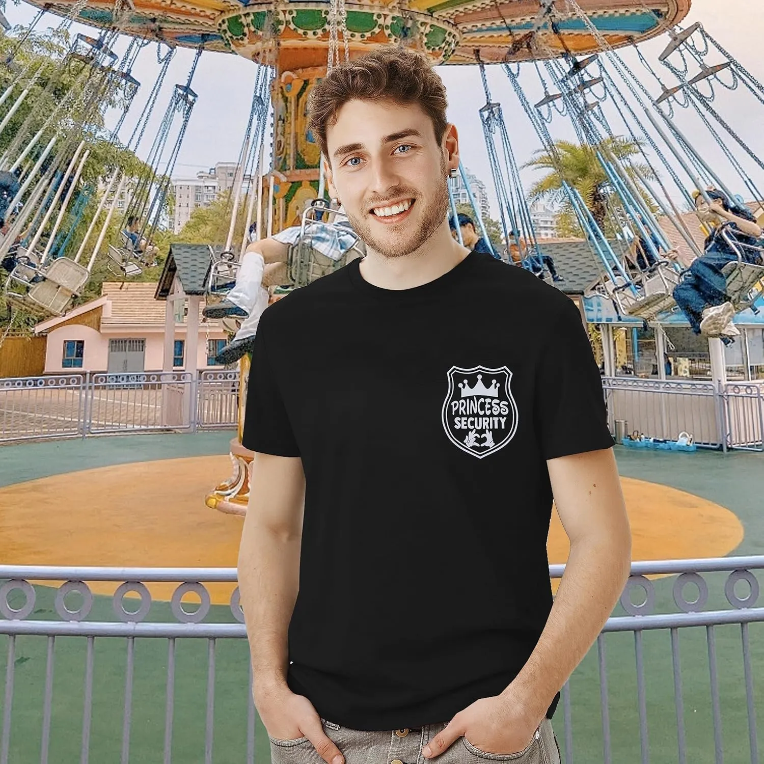 FRYAID Princess Security Team Shirt Men Magical T-Shirt Magic Kingdom Tees Dad Birthday Party Family Trip Short Sleeve Tops