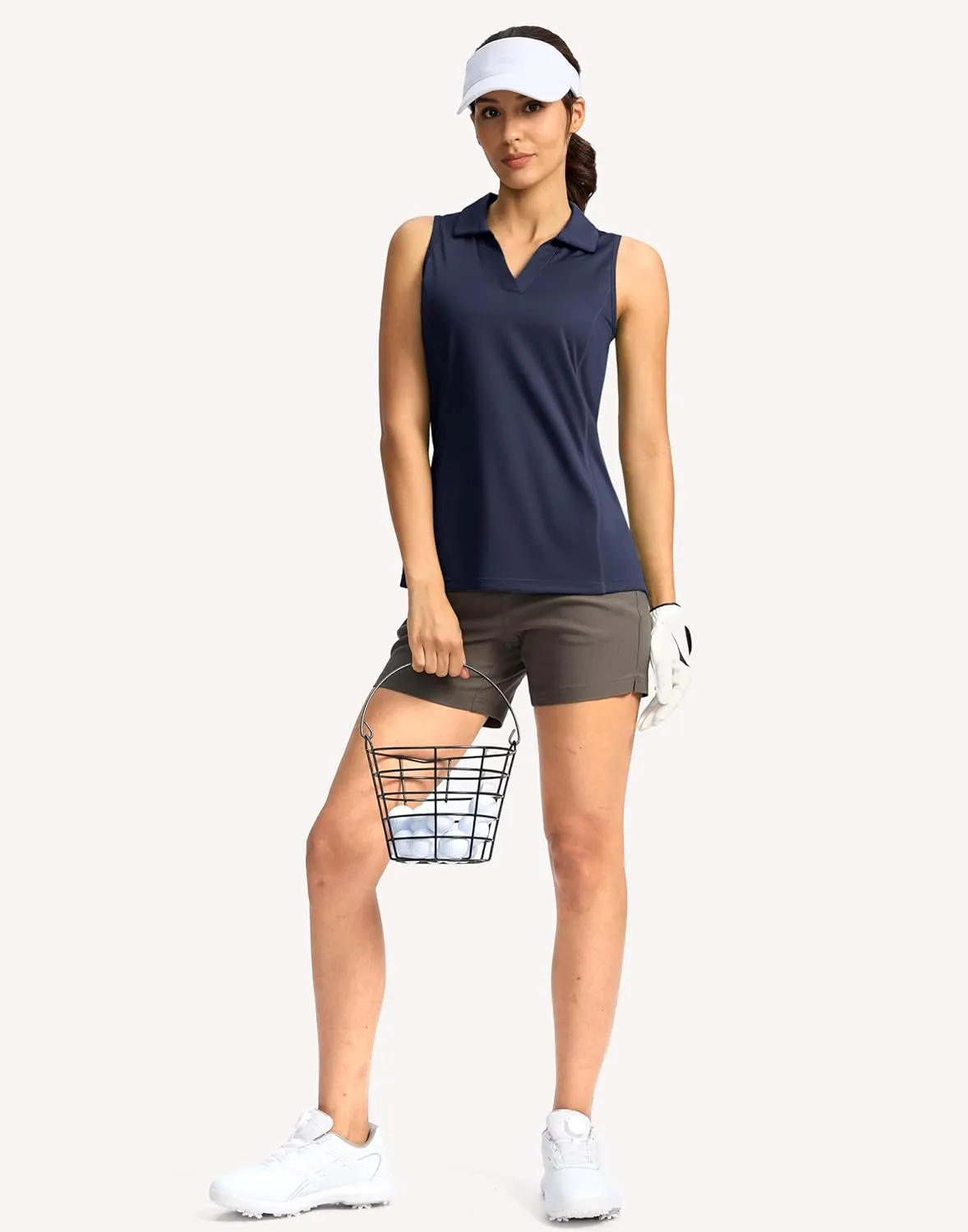 G Gradual Women's Golf Shirt Sleeveless Lightweight V Neck Tennis Polo Shirts with Collar Quick Dry Athletic Tops for Women