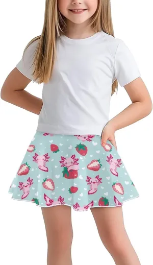 Girls' 2-in-1 Athletic Skirts for Tennis Running Dance Golf with Inner Shorts Pockets