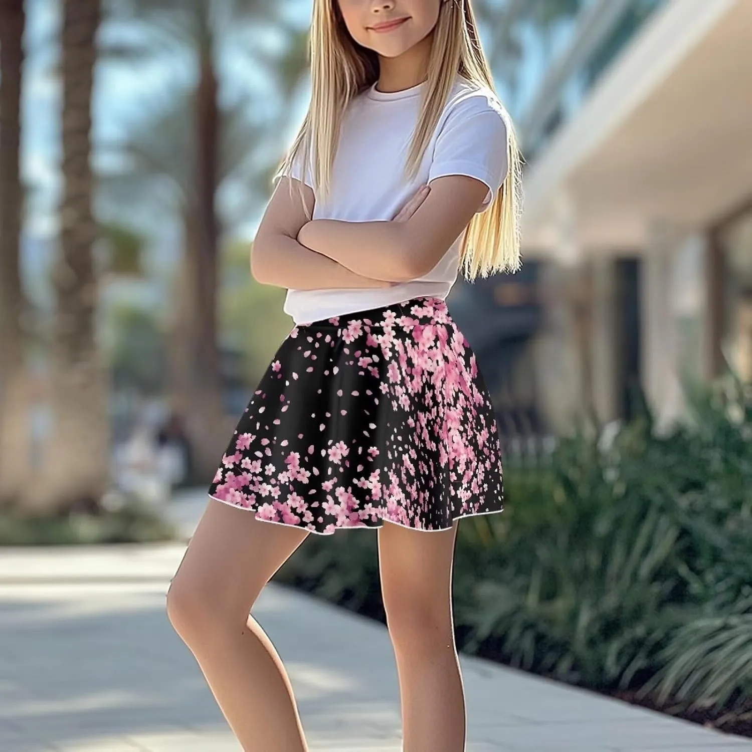Girls' 2-in-1 Athletic Skirts for Tennis Running Dance Golf with Inner Shorts Pockets