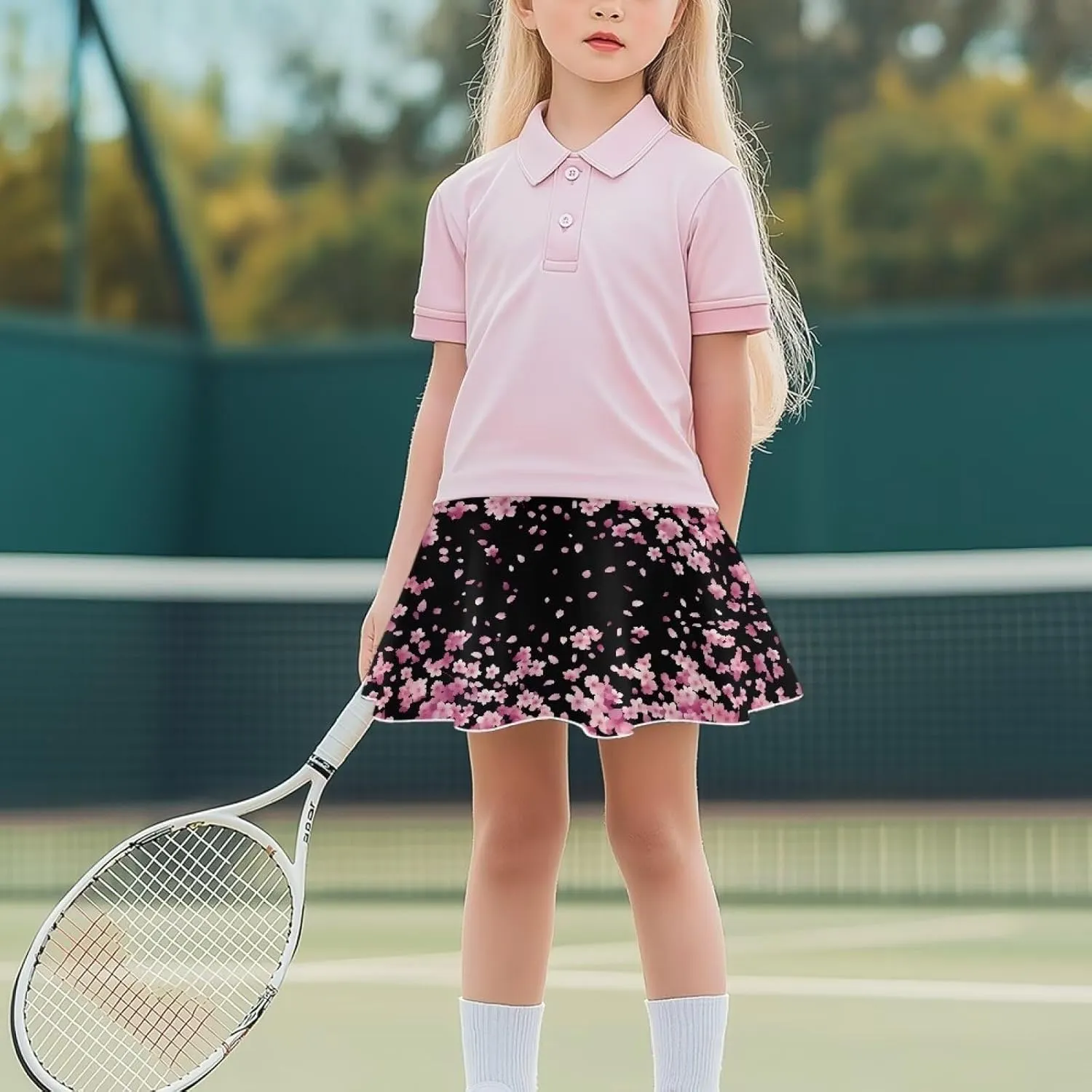 Girls' 2-in-1 Athletic Skirts for Tennis Running Dance Golf with Inner Shorts Pockets
