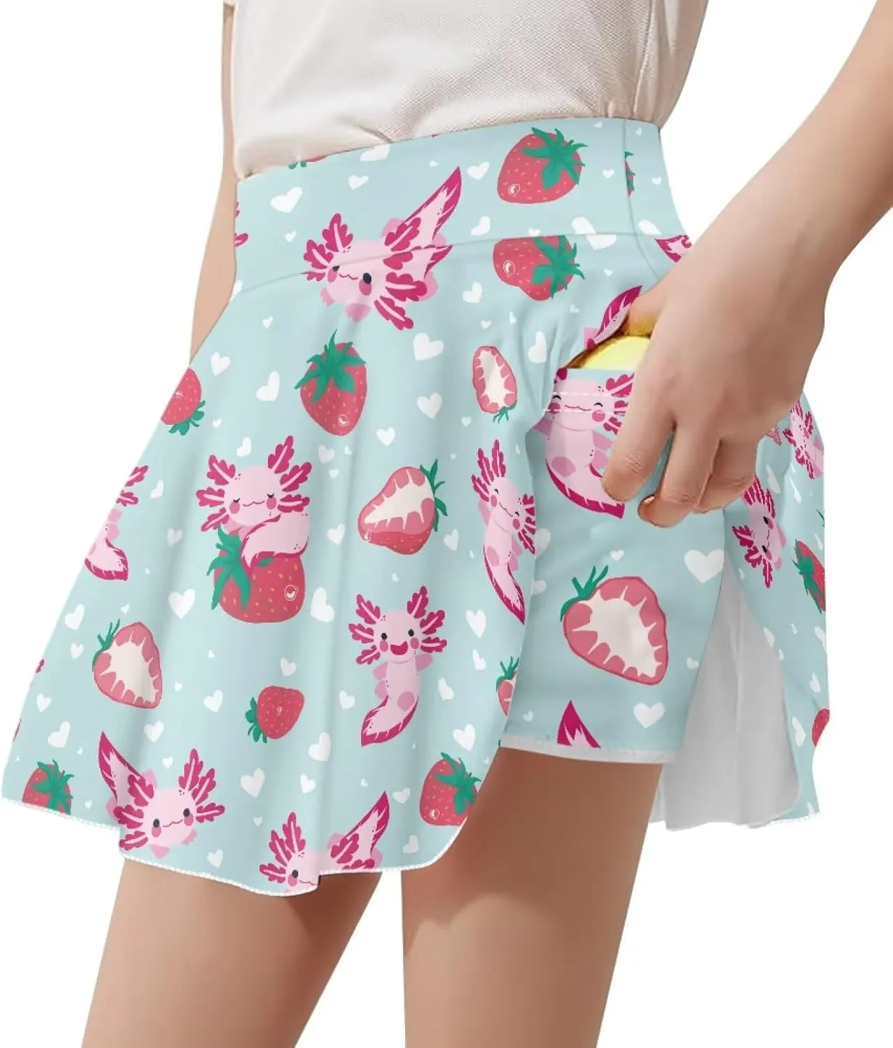 Girls' 2-in-1 Athletic Skirts for Tennis Running Dance Golf with Inner Shorts Pockets