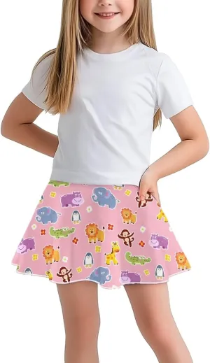 Girls' 2-in-1 Athletic Skirts for Tennis Running Dance Golf with Inner Shorts Pockets