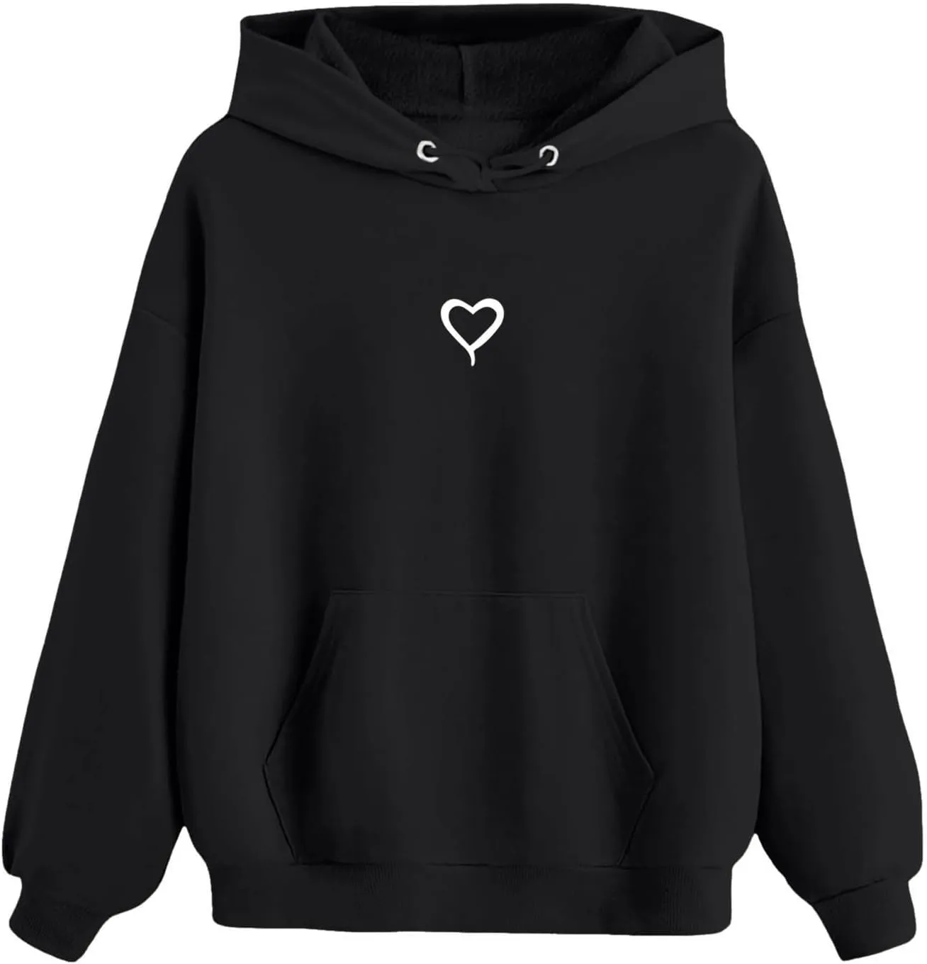 Girls Heart Graphic Print Girls Casual Long Sleeve Hoodies Cute Oversized Fleece Thermal Sweatshirt Tops With Pockets