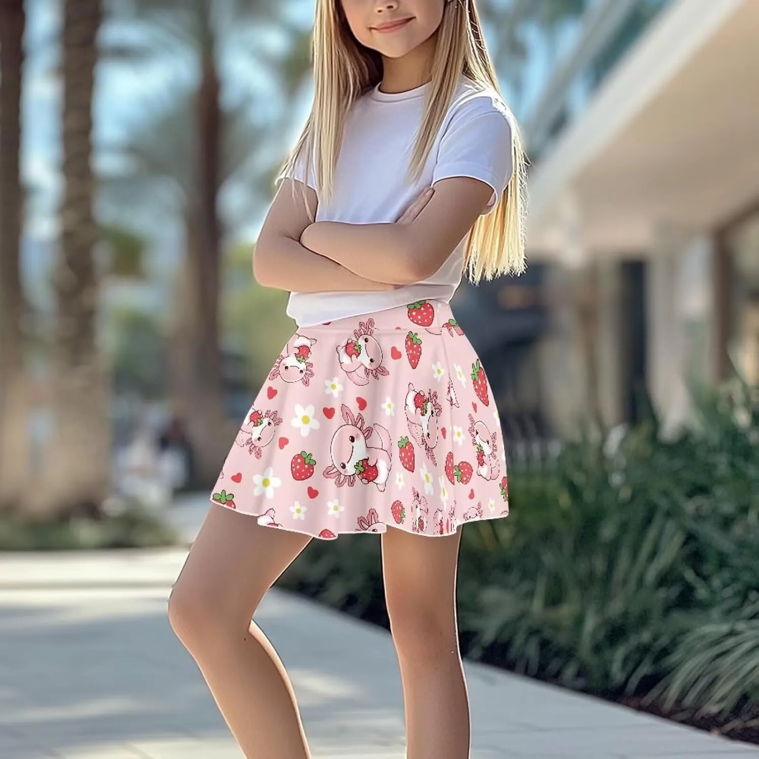 Girls Pleated Skirt with Shorts for Yoga Golf Running Dancing Tennis Elastic Waist with Pockets