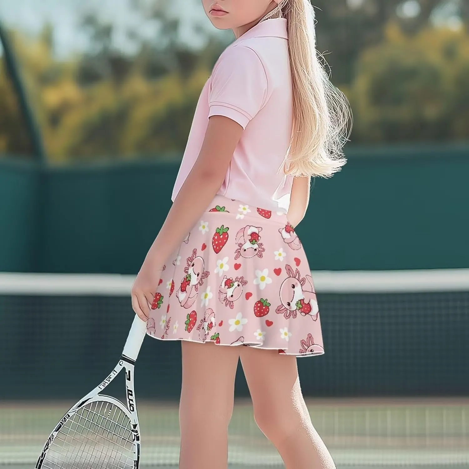 Girls Pleated Skirt with Shorts for Yoga Golf Running Dancing Tennis Elastic Waist with Pockets
