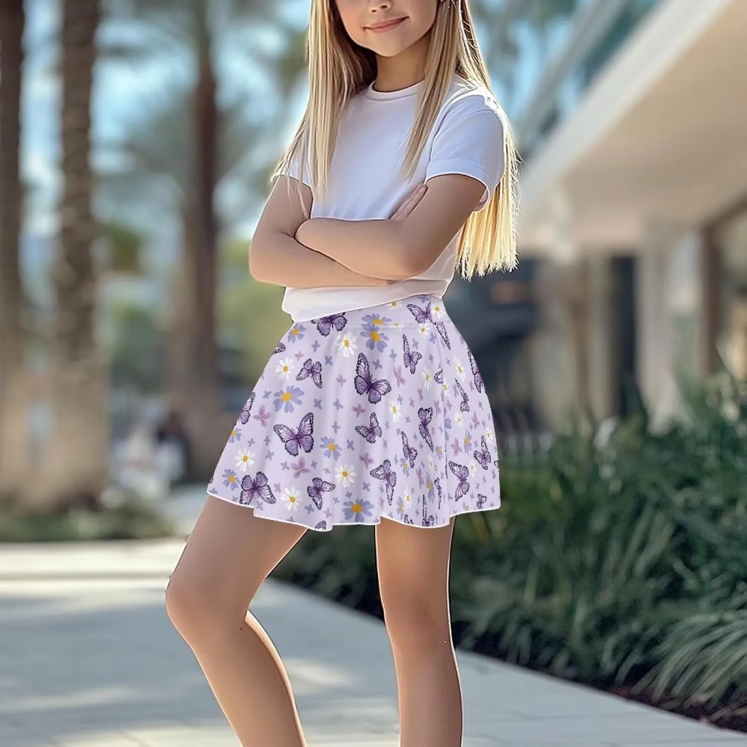Girls Pleated Skirt with Shorts for Yoga Golf Running Dancing Tennis Elastic Waist with Pockets