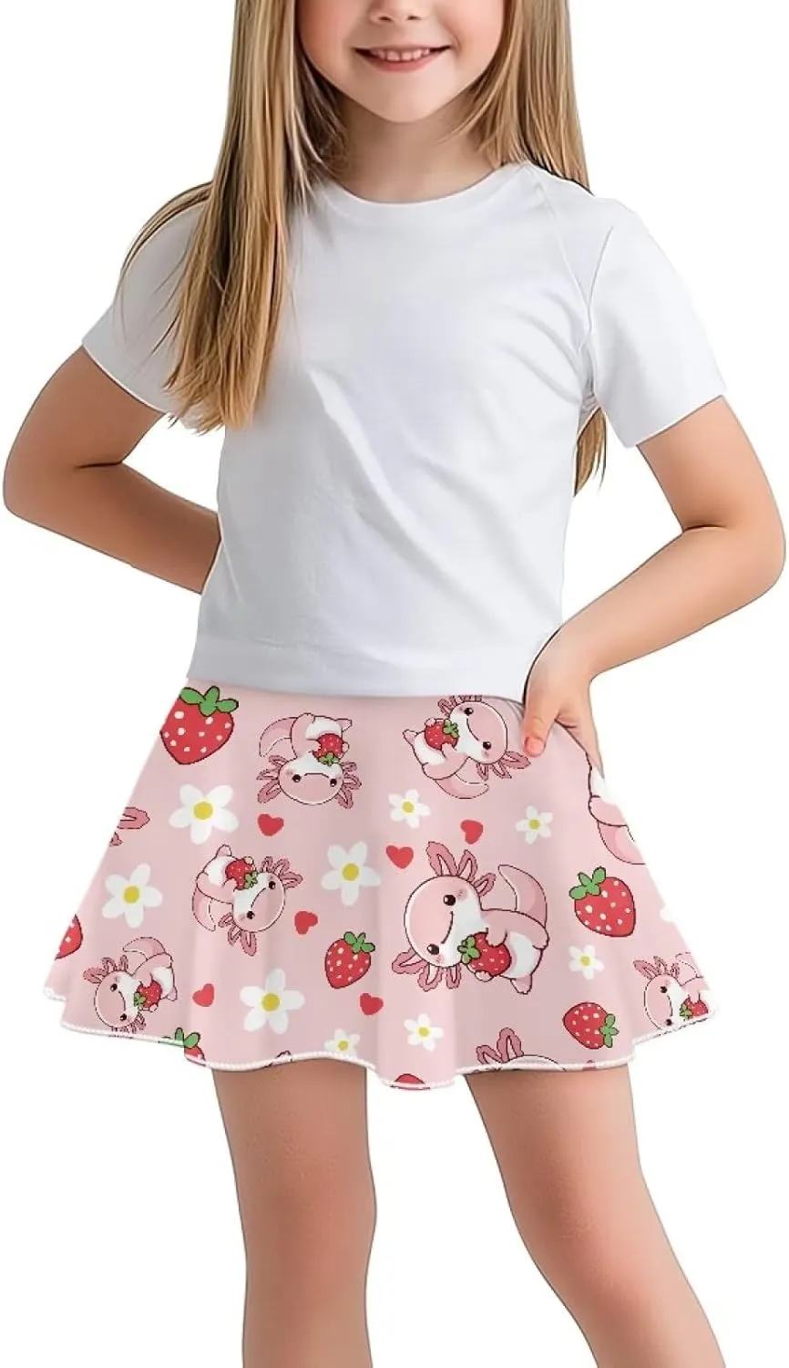 Girls Pleated Skirt with Shorts for Yoga Golf Running Dancing Tennis Elastic Waist with Pockets