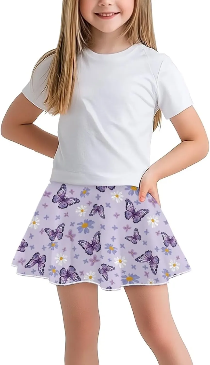 Girls Pleated Skirt with Shorts for Yoga Golf Running Dancing Tennis Elastic Waist with Pockets