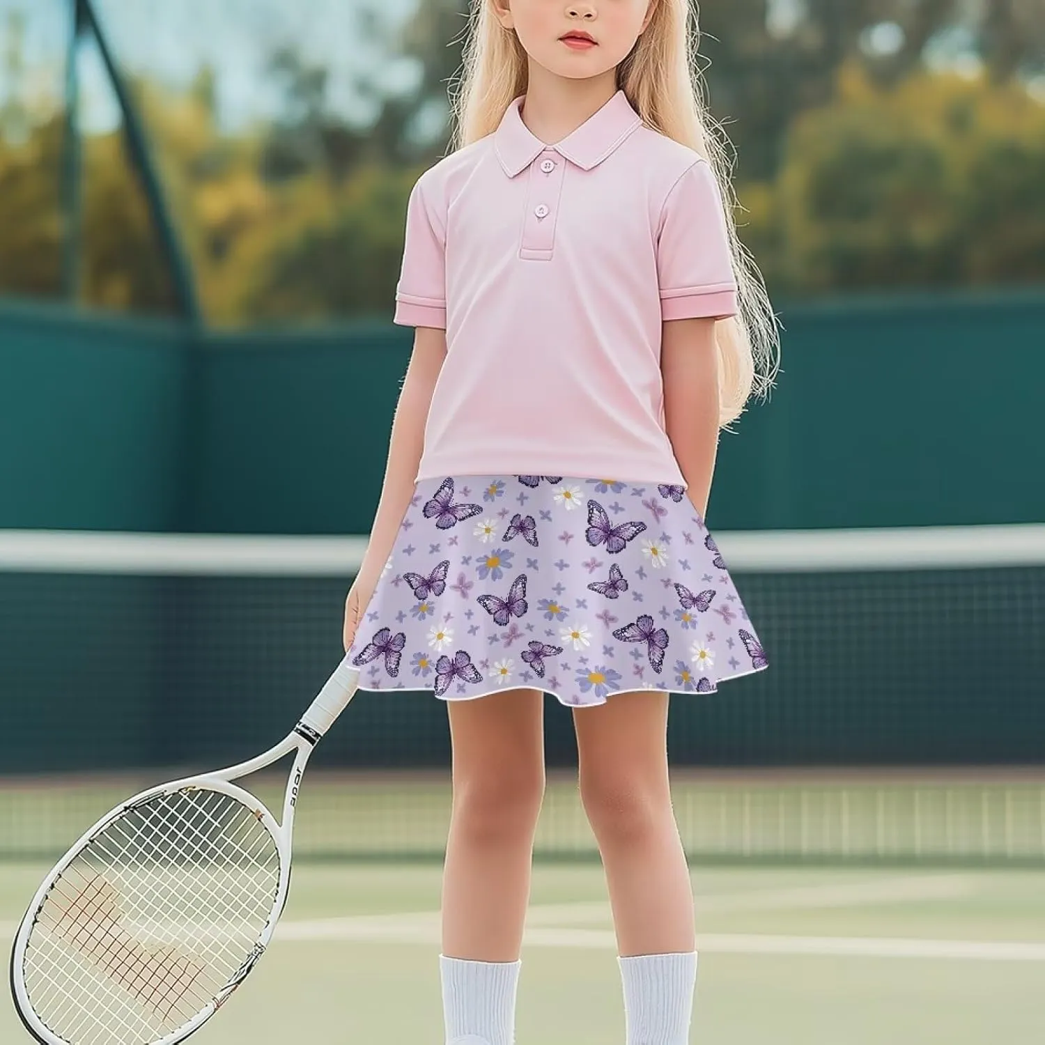 Girls Pleated Skirt with Shorts for Yoga Golf Running Dancing Tennis Elastic Waist with Pockets