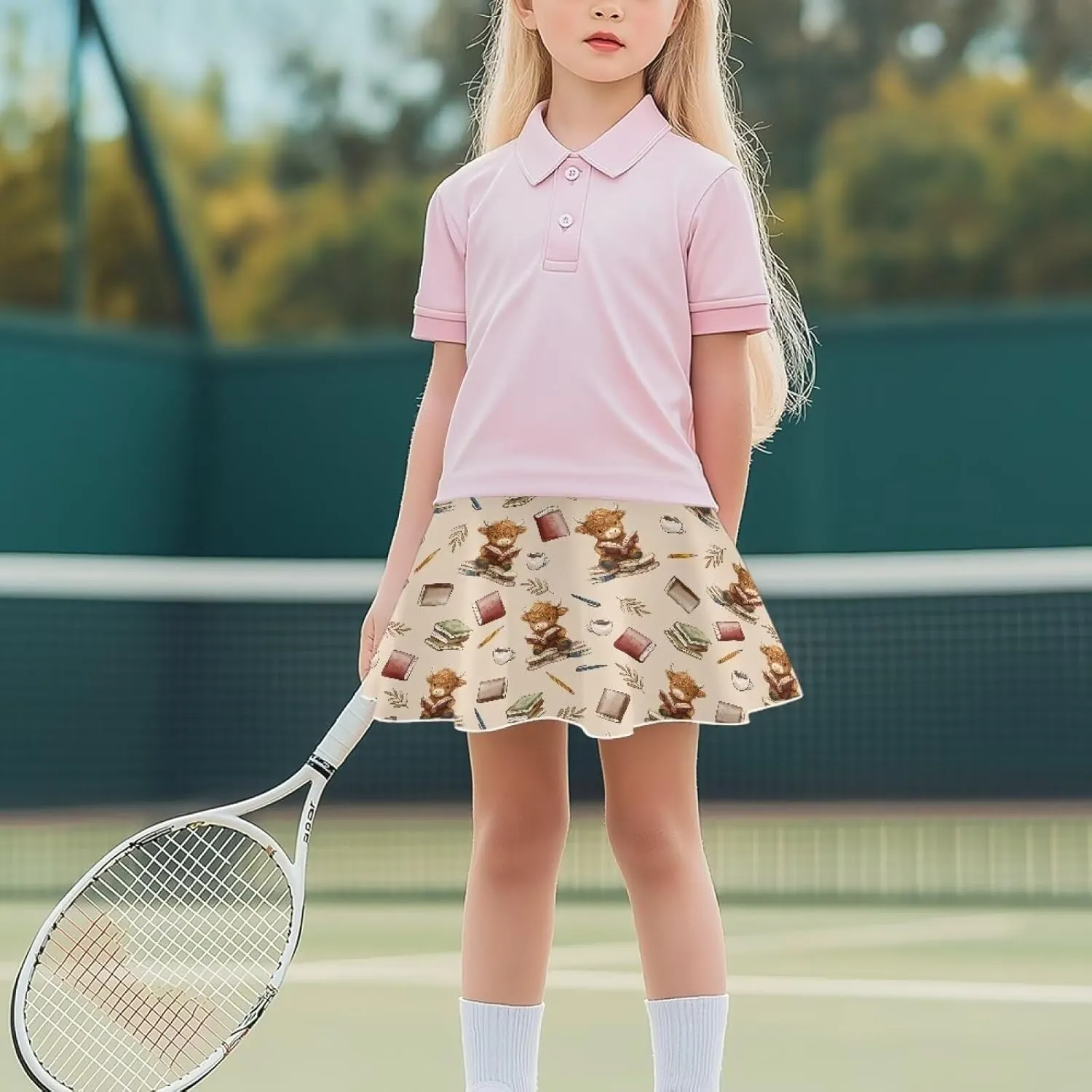 Girls Pleated Skirt with Shorts for Yoga Golf Running Dancing Tennis Elastic Waist with Pockets