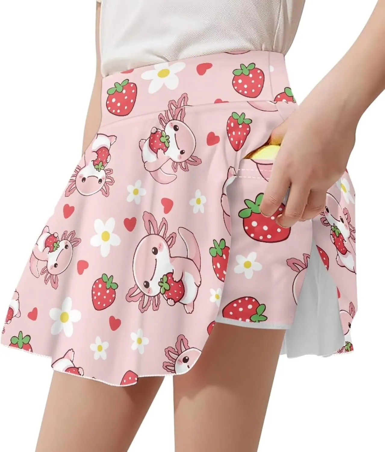Girls Pleated Skirt with Shorts for Yoga Golf Running Dancing Tennis Elastic Waist with Pockets