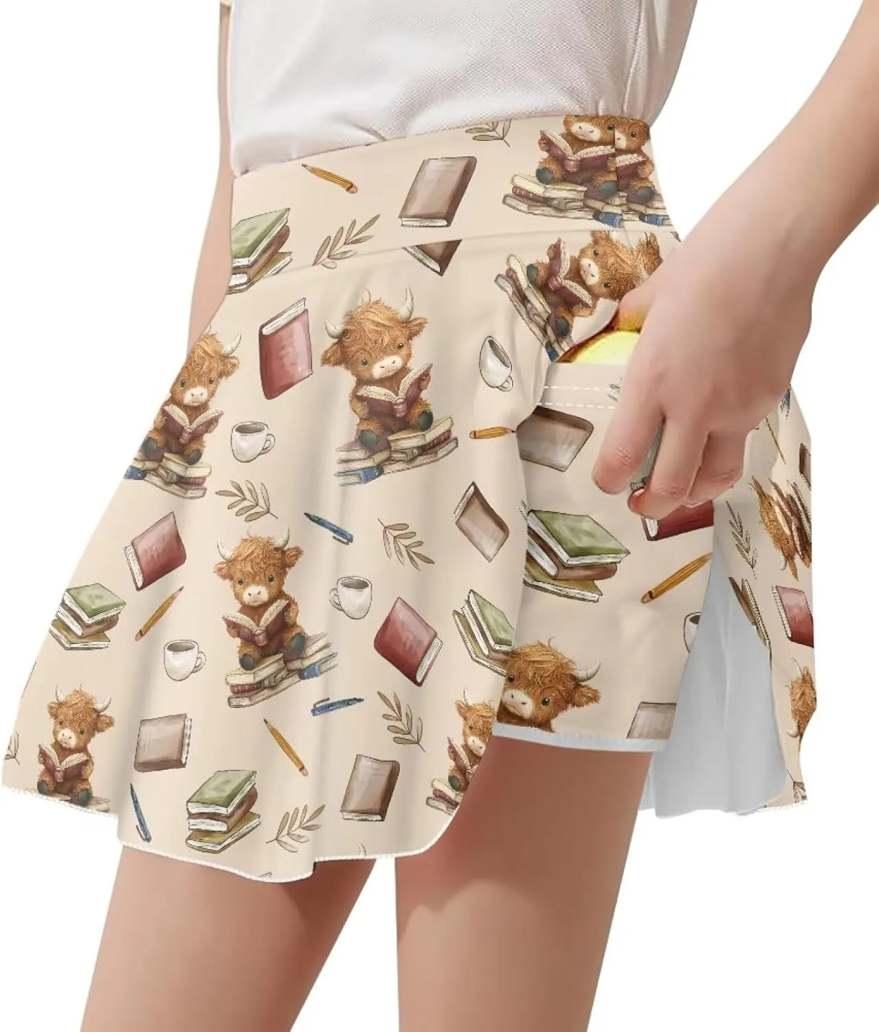 Girls Pleated Skirt with Shorts for Yoga Golf Running Dancing Tennis Elastic Waist with Pockets