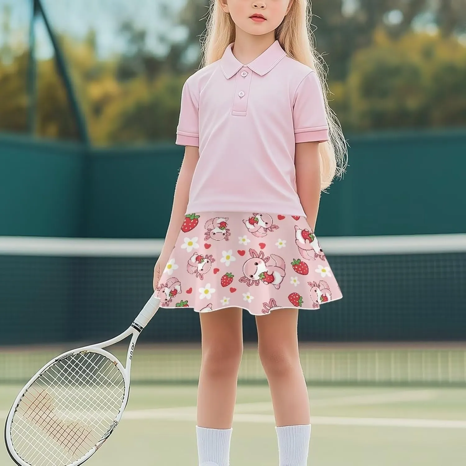 Girls Pleated Skirt with Shorts for Yoga Golf Running Dancing Tennis Elastic Waist with Pockets