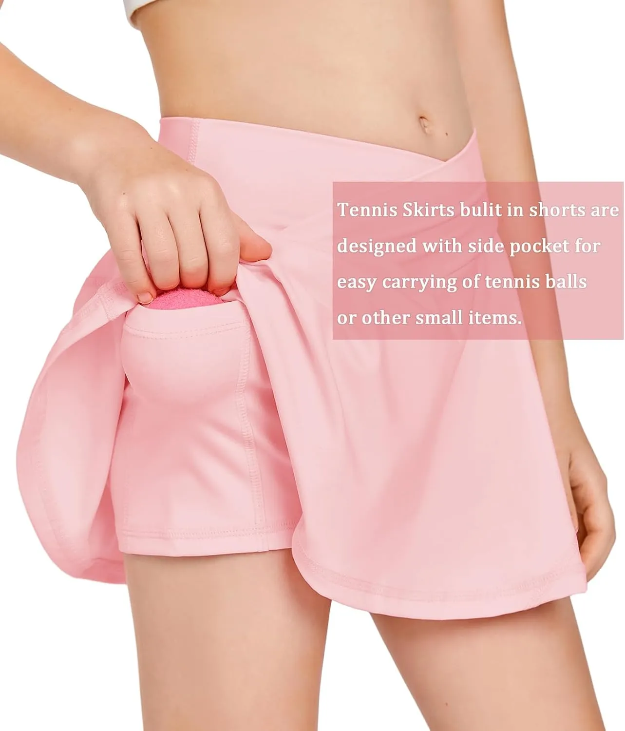 Girls Tennis Skirt with Pockets Shorts Crossover High Waisted Athletic Skorts Workout Golf Running Skirts