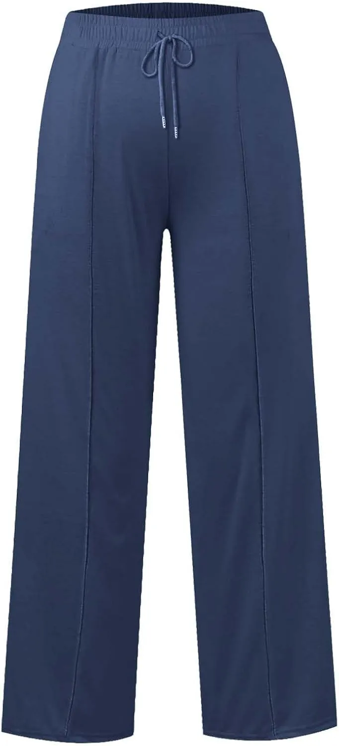 Girls' Wide Leg Sweatpants High Elastic Waist Pants rawstring Casual Straight Leg Jogger Swearpants with Pocket