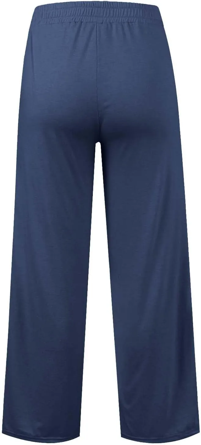 Girls' Wide Leg Sweatpants High Elastic Waist Pants rawstring Casual Straight Leg Jogger Swearpants with Pocket