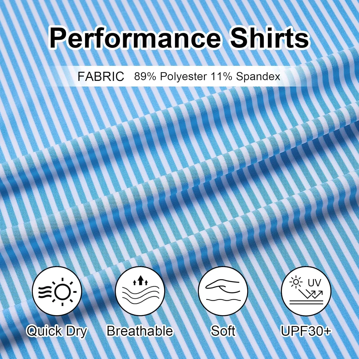 Golf Shirts for Men - Moisture Wicking Short Sleeve Performance Sport Casual Striped Collared Mens Polo Shirt