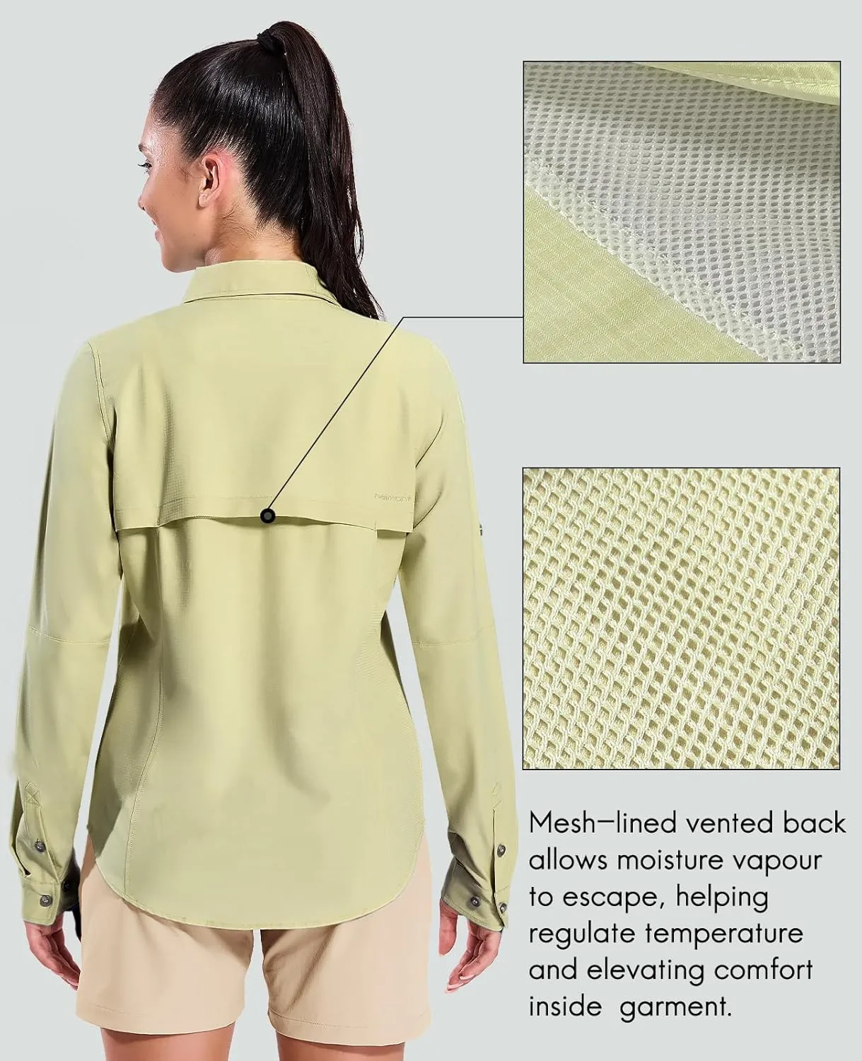 Haimont Women's Travel Hiking Fishing Button Down Shirt, UPF 50  UV Long Sleeve Sun Shirts for Outdoor Camping Sailing