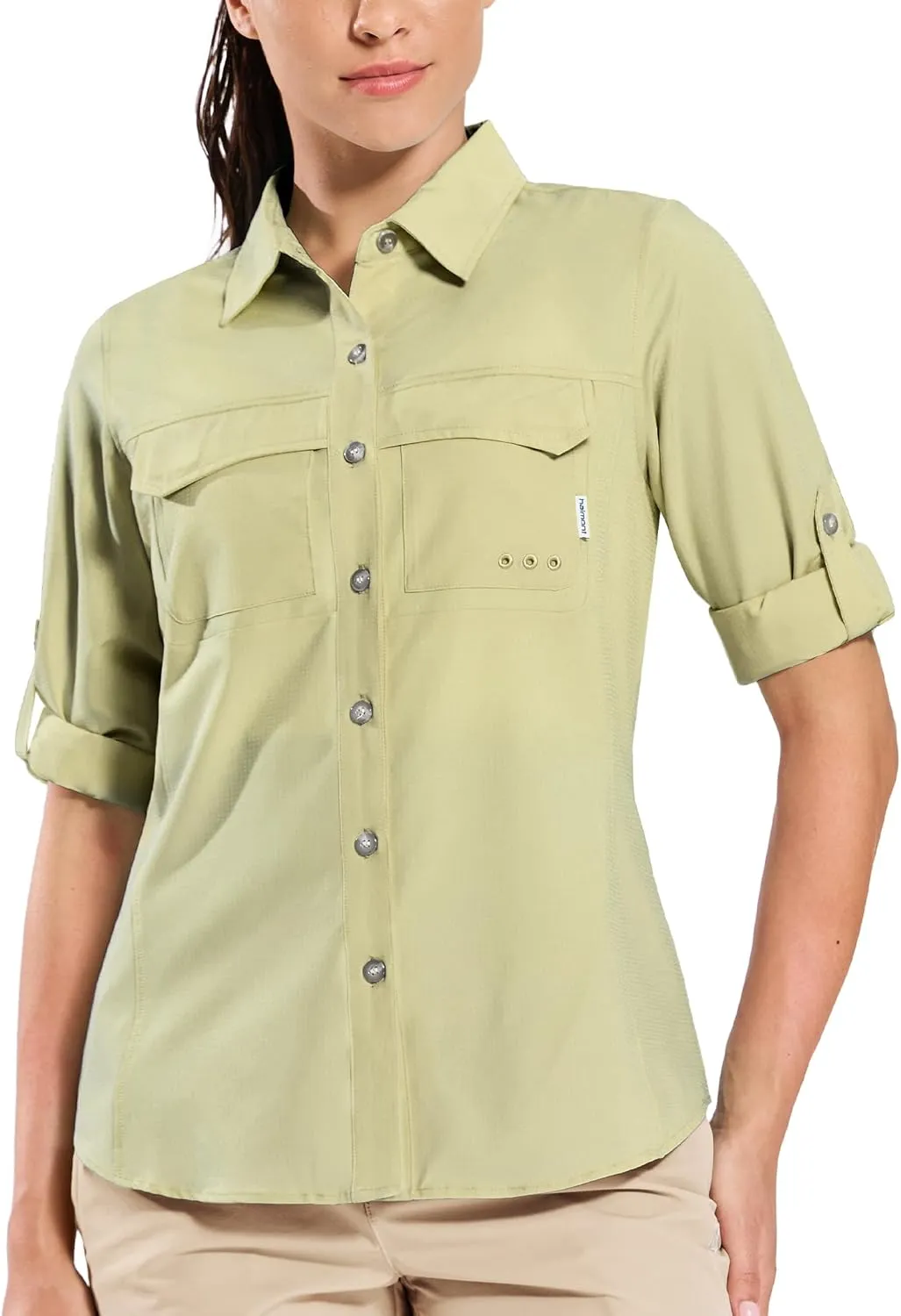 Haimont Women's Travel Hiking Fishing Button Down Shirt, UPF 50  UV Long Sleeve Sun Shirts for Outdoor Camping Sailing