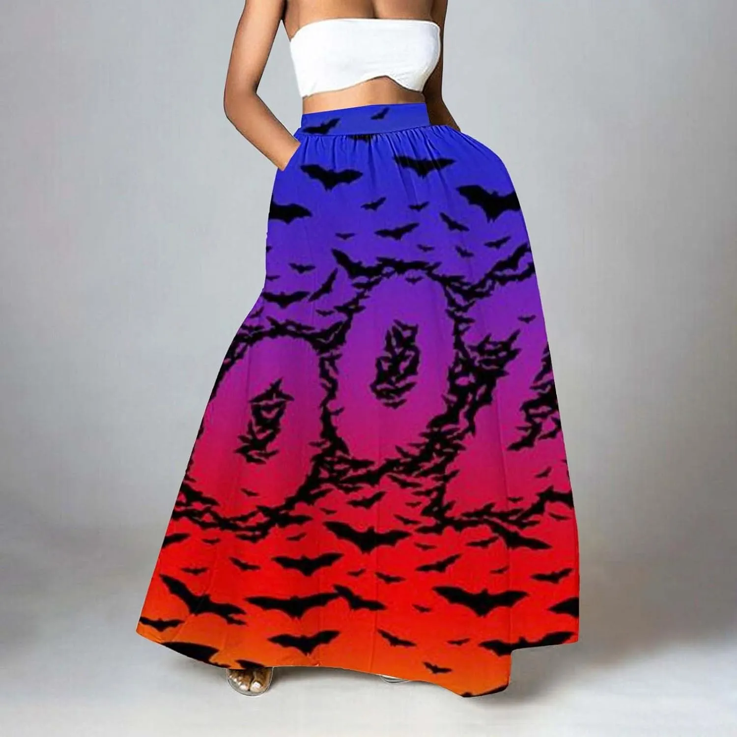 Halloween Costumes Womens Skirts Party Beach Pocket Long Maxi Skirt Fluffy Skirts for Women Halloween Skirt Tool